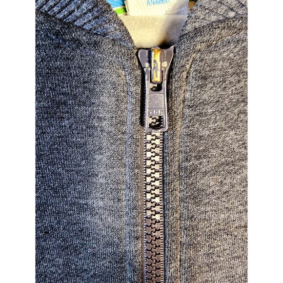 VTG 70s Gray Zip Front Sweatshirt Large Cheetah Brand Pockets Quilted Neck - Picture 9 of 11